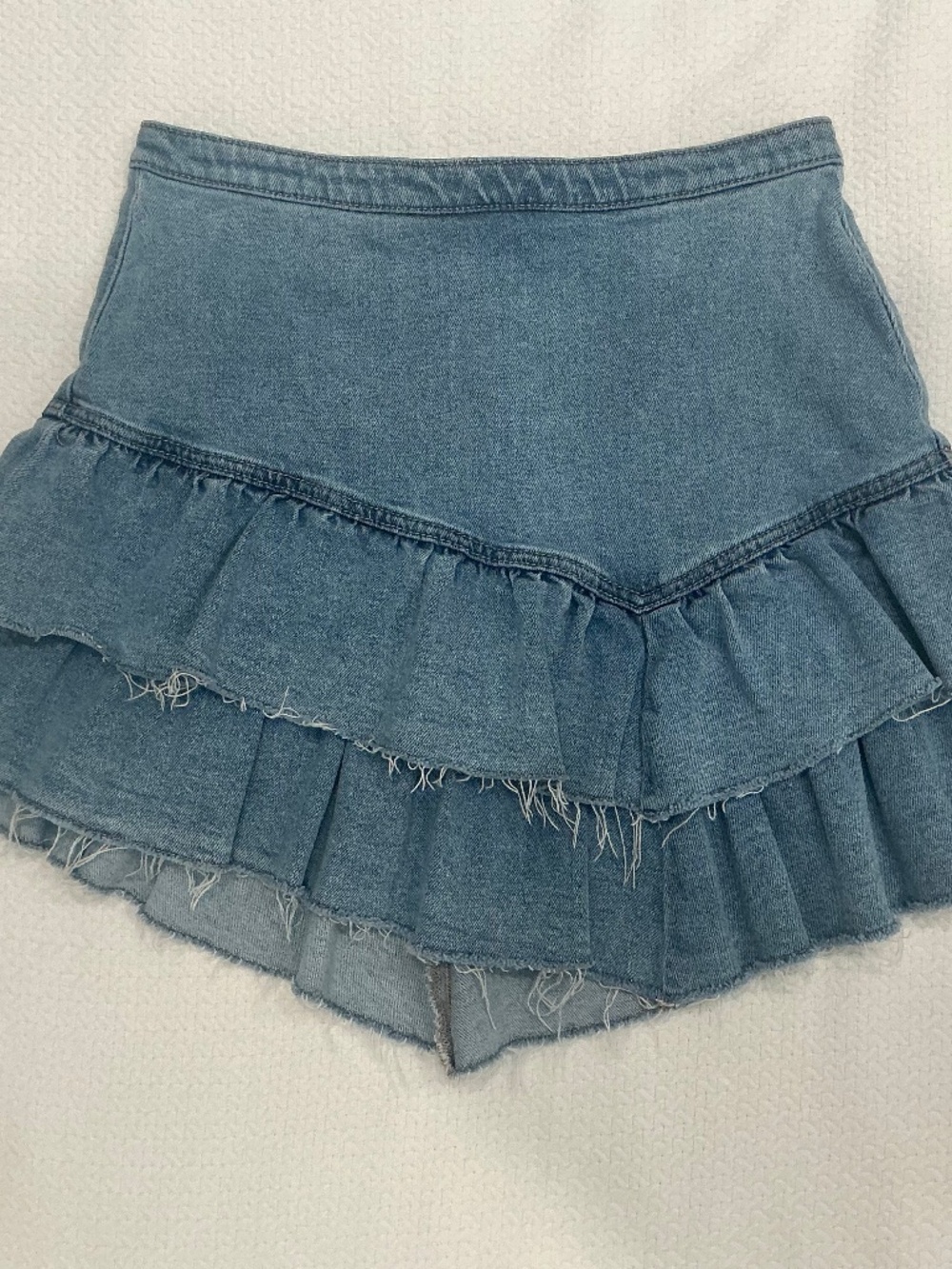 Hollister Y2K Frayed Raw Hem Layered Denim Jean Mini Short Skirt - Junior’s Size